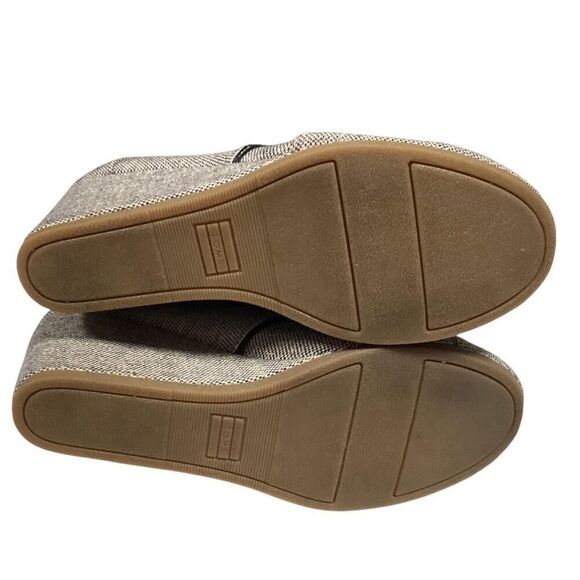 Toms Ankle Boots Womens 8.5 Black Ivory Gold Desert Sparkle Lace Up Wedge Shoes - Picture 7 of 8